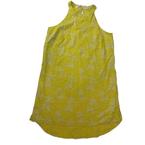 C&C California 100% Linen Palm Tree Print Tropical Shift Dress Medium Resortwear